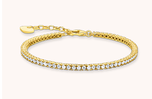 Tennis bracelet with white stones gold plated
