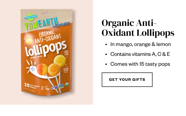 Organic Anti-Oxidant Lollipops. Get Your Gifts.