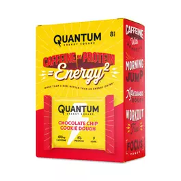  Quantum Energy Squares Caffeine & Protein Bars, Chocolate Chip Cookie Dough, Value Size