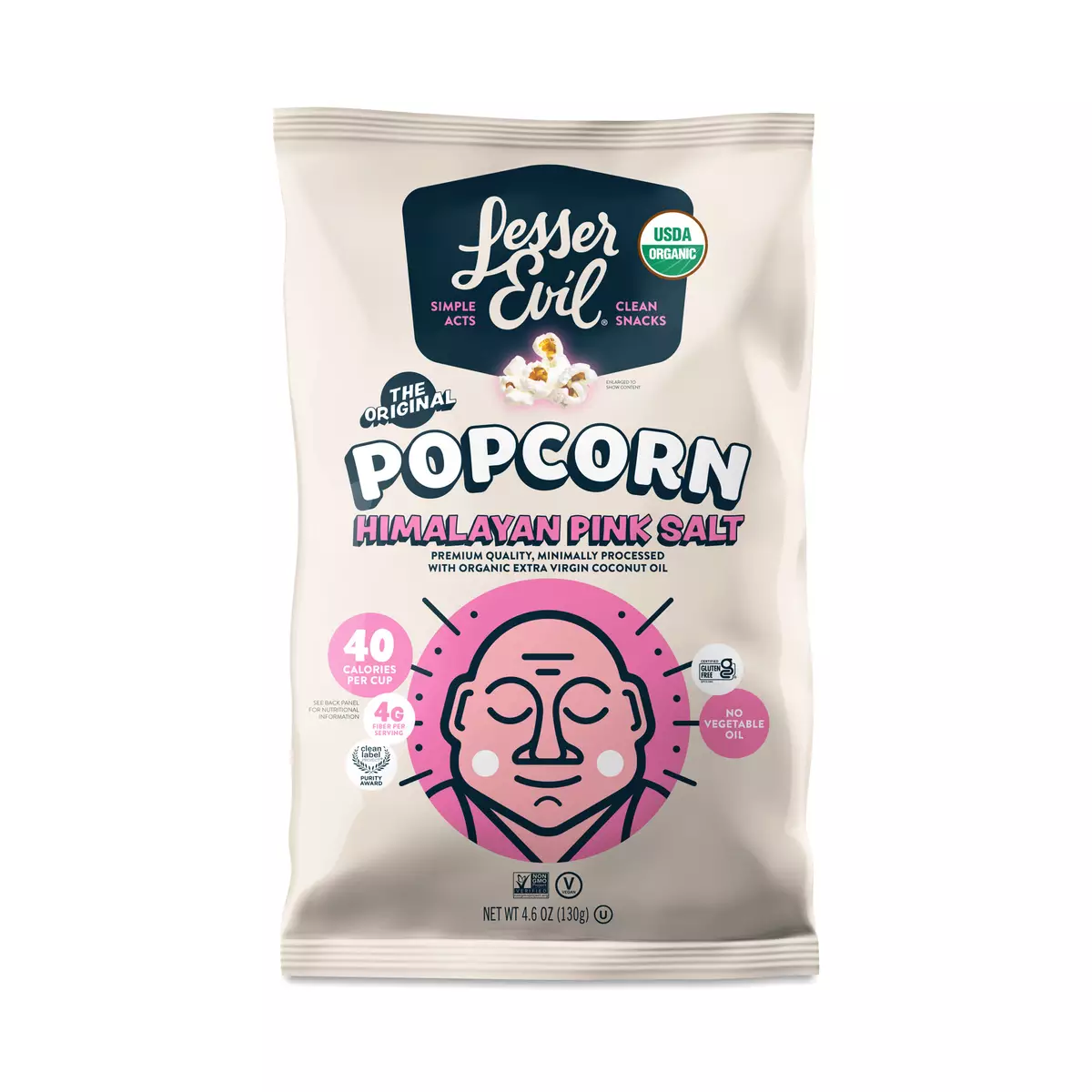 LesserEvil Organic Popcorn, Himalayan Pink