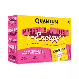  Quantum Energy Squares Caffeine & Protein Bars, Dark Chocolate Pink Himalayan Salt