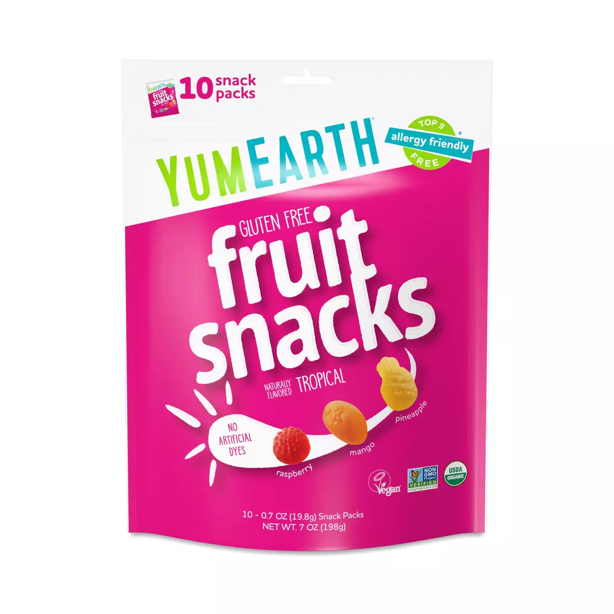 Organic Fruit Snacks, Tropical, Snack Pack