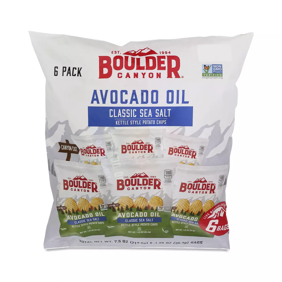 Boulder Canyon Avocado Oil Canyon Cut Kettle Style Potato Chips, Sea Salt