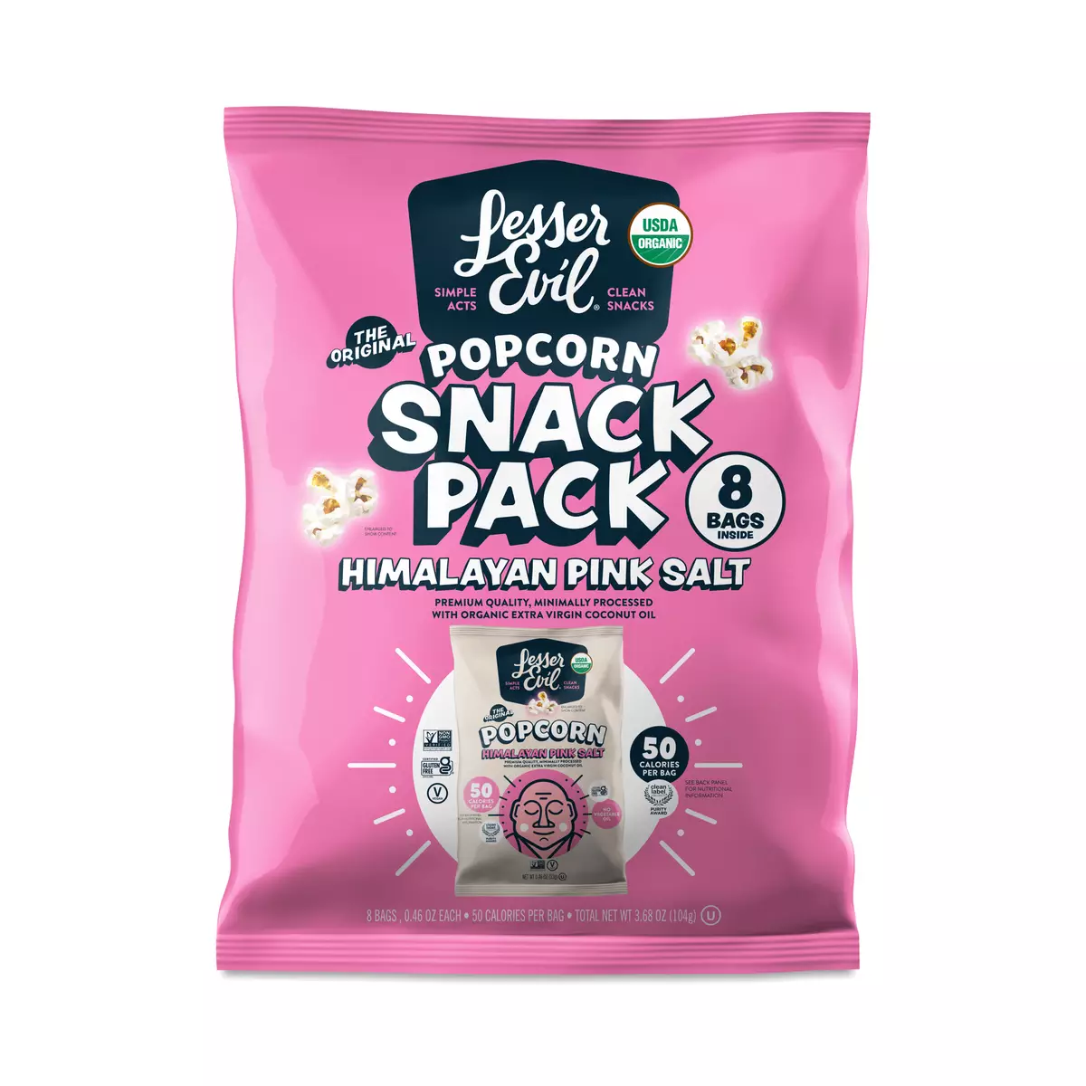 LesserEvil Organic Popcorn, Himalayan Pink Salt