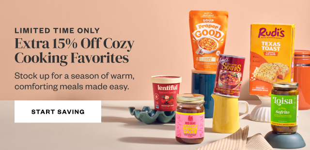 Limited Time Only: Extra 15% Off Cozy Cooking Favorites. Start Saving.
