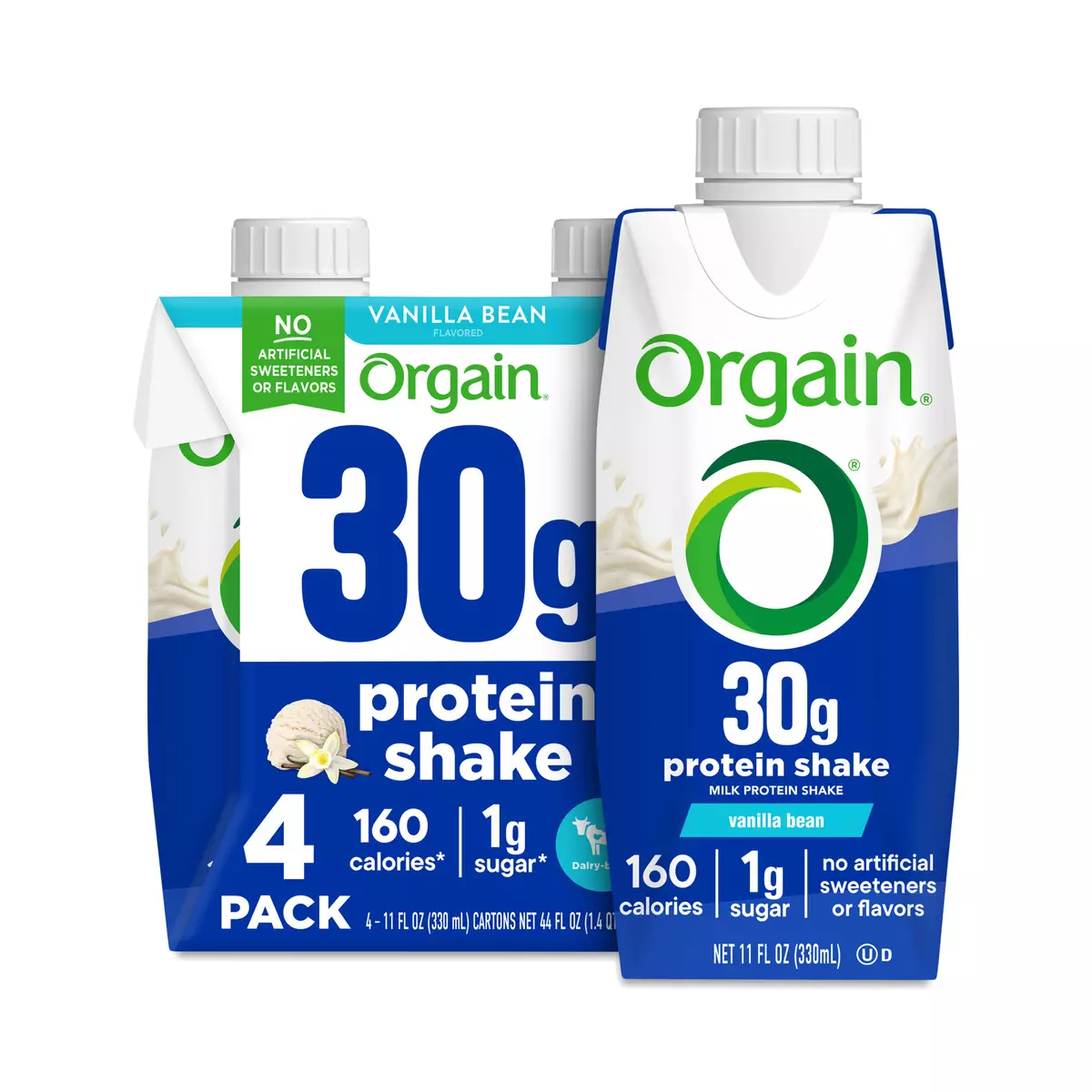 Orgain 30g Milk Protein Shake, Vanilla Bean