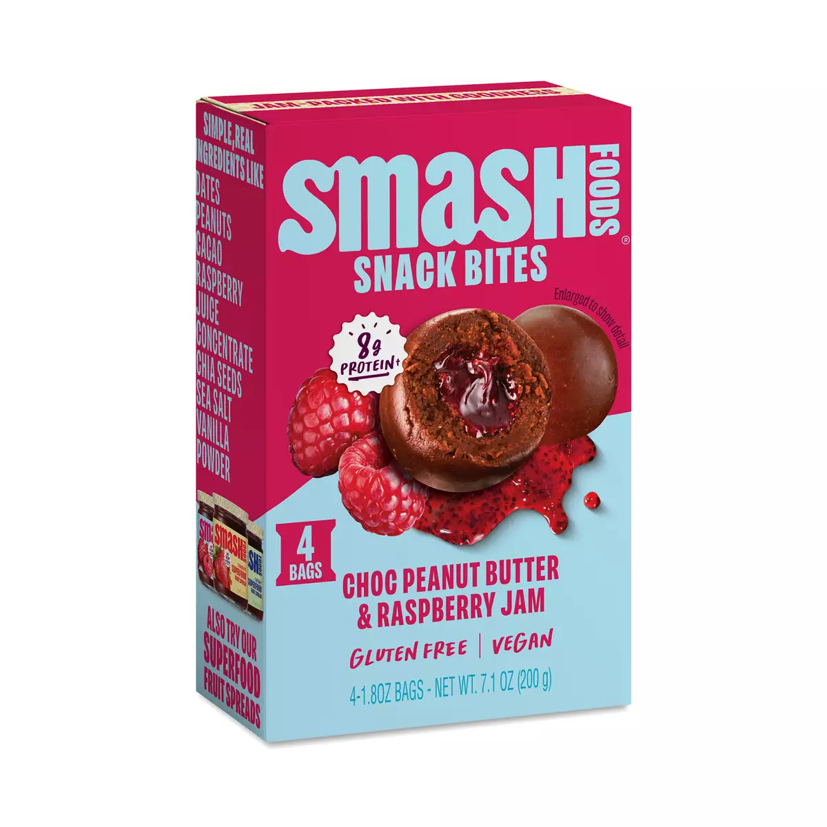 Snack Bites, Choc Peanut Butter & Raspberry Jam