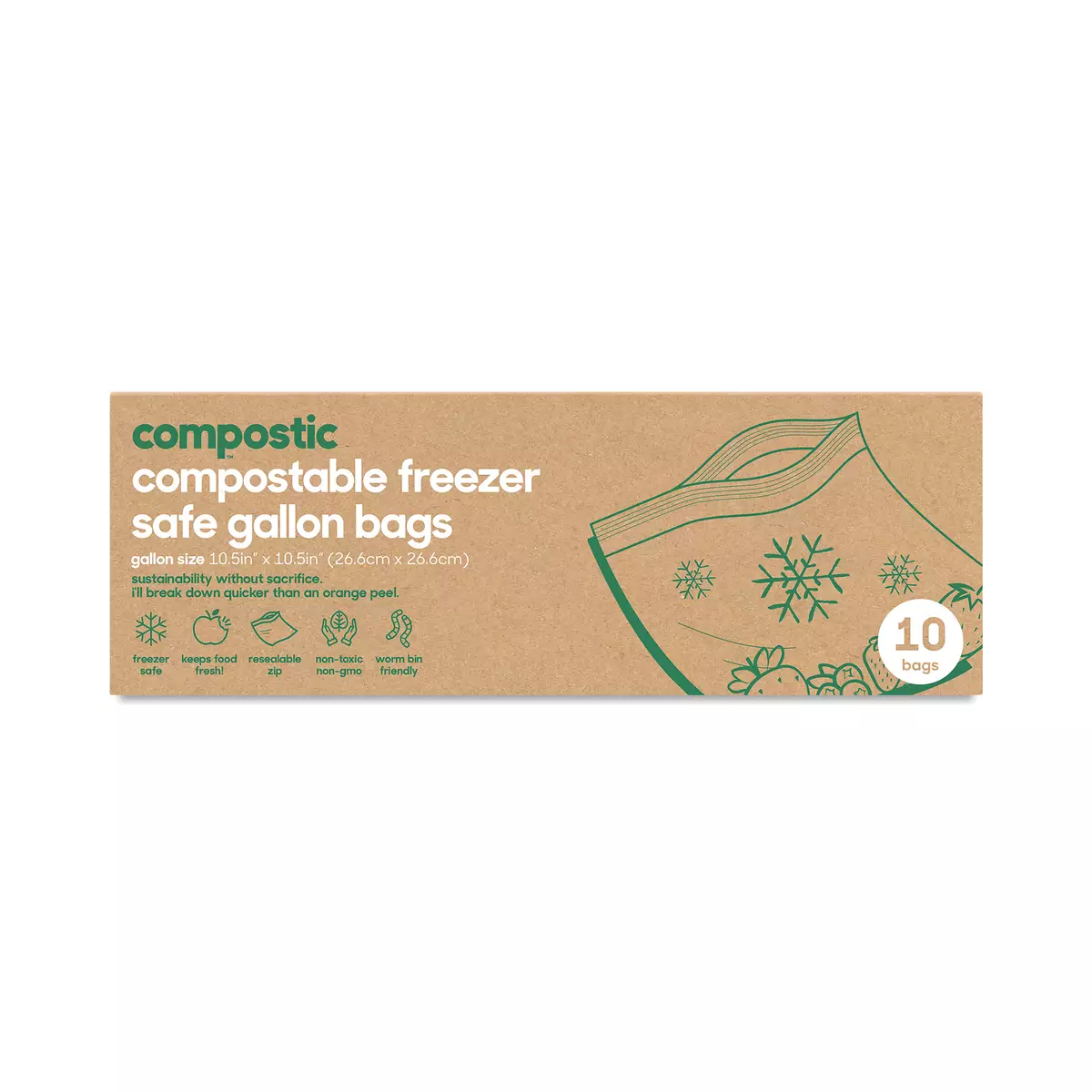 Compostable Gallon-Sized Freezer Seal Top Bags
