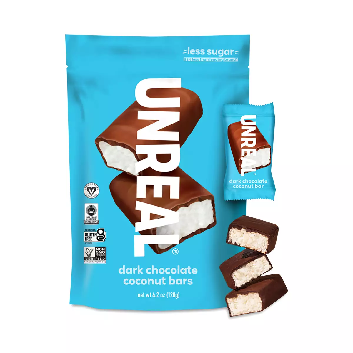 Unreal Dark Chocolate Bars, Coconut