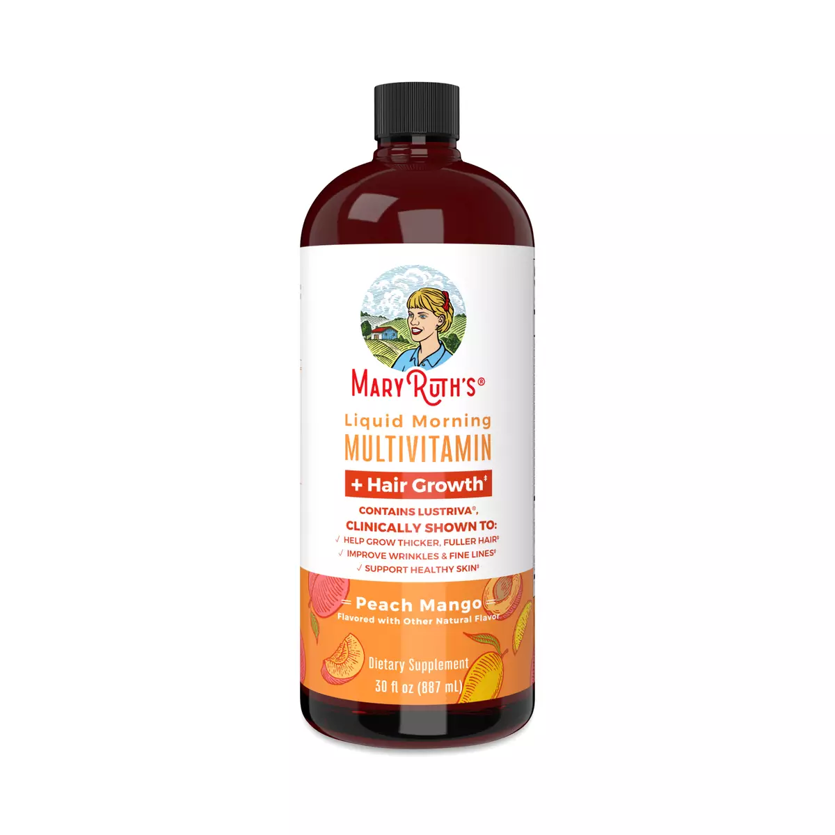 Morning Multivitamin +Hair Growth Liquid, Peach Mango