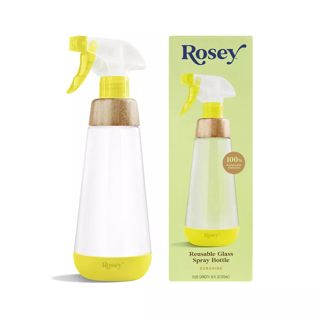 Rosey Reusable Glass Spray Bottle, Sunshine