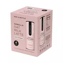  Pop & Bottle Oat Milk Latte, Vanilla with Collagen, Multipack