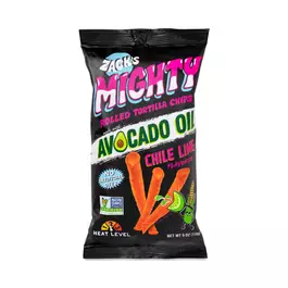  Zack's Mighty Avocado Oil Rolled Tortilla Chips, Chile Lime
