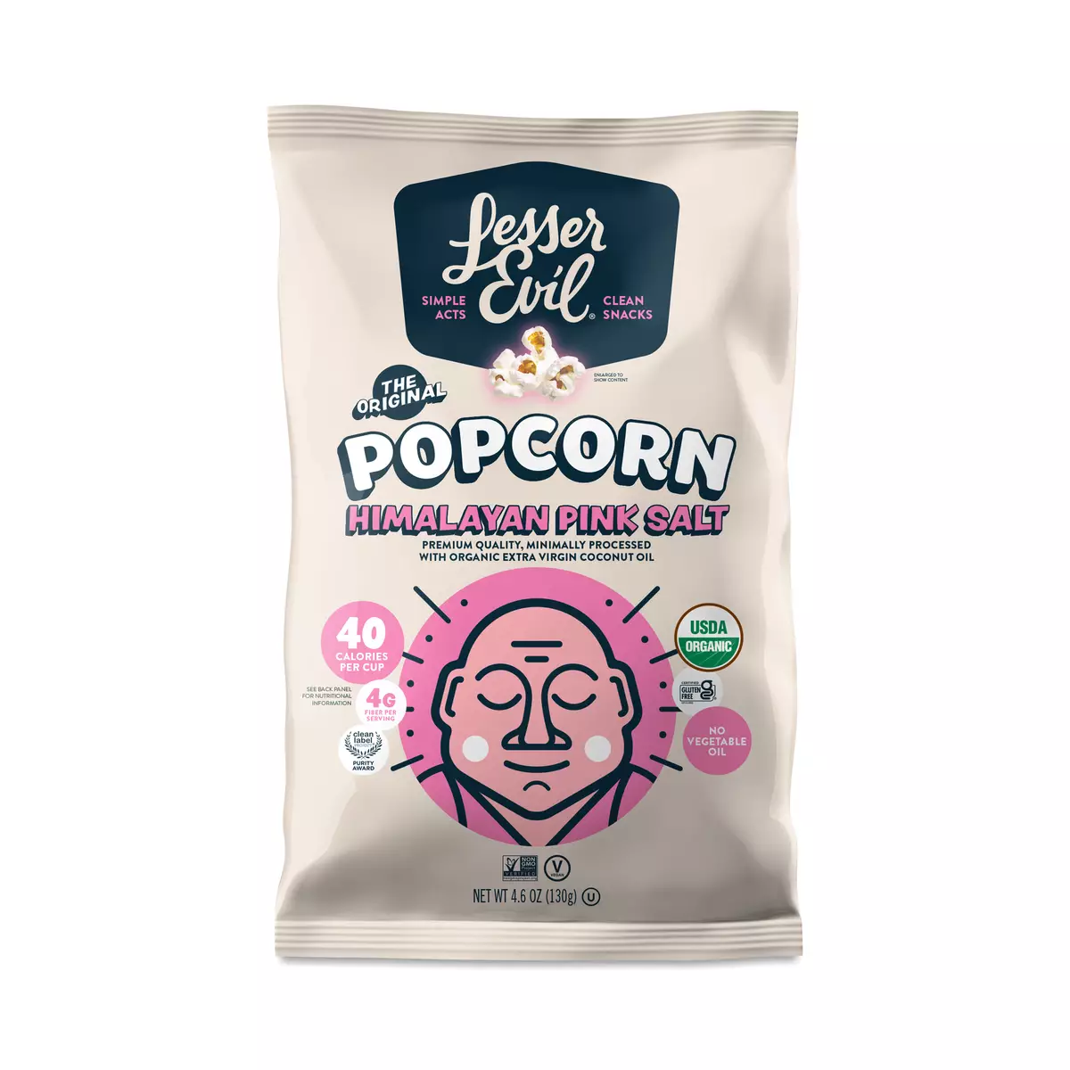 LesserEvil Organic Popcorn, Himalayan Pink