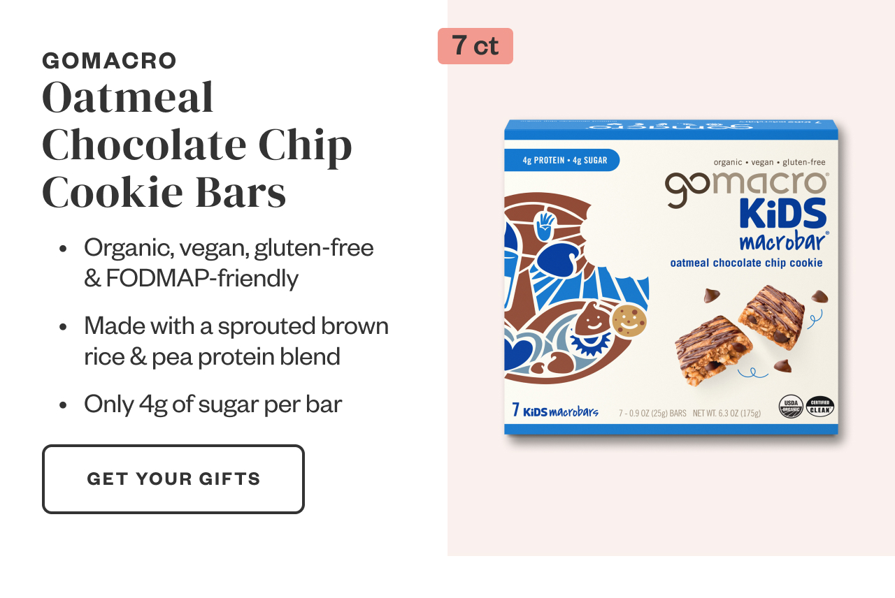 GoMacro Oatmeal Chocolate Chip Cookie Bars. Get Your Gifts.