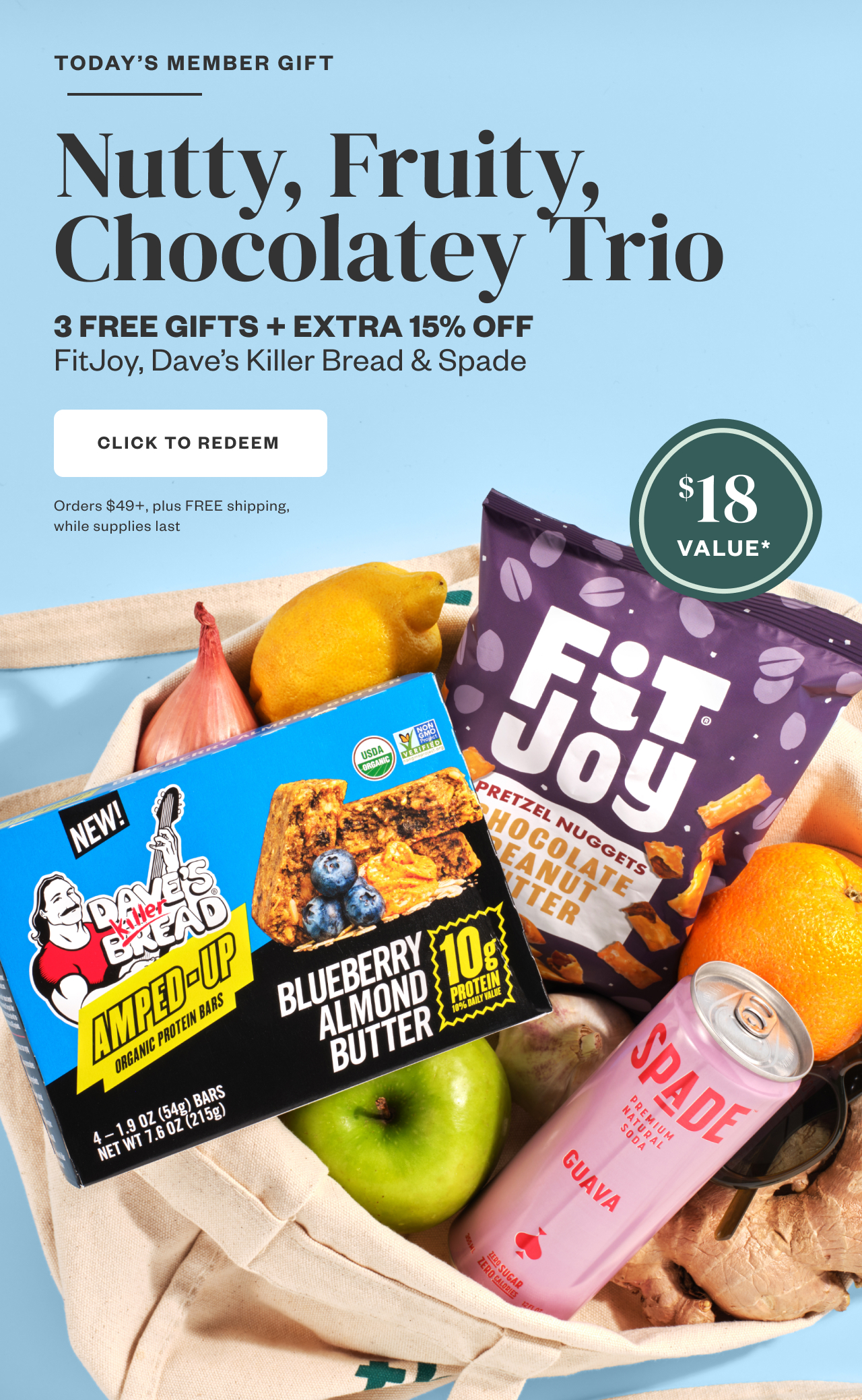 Nutty, Fruity, Cohoclatey Trio. Click to Redeem.