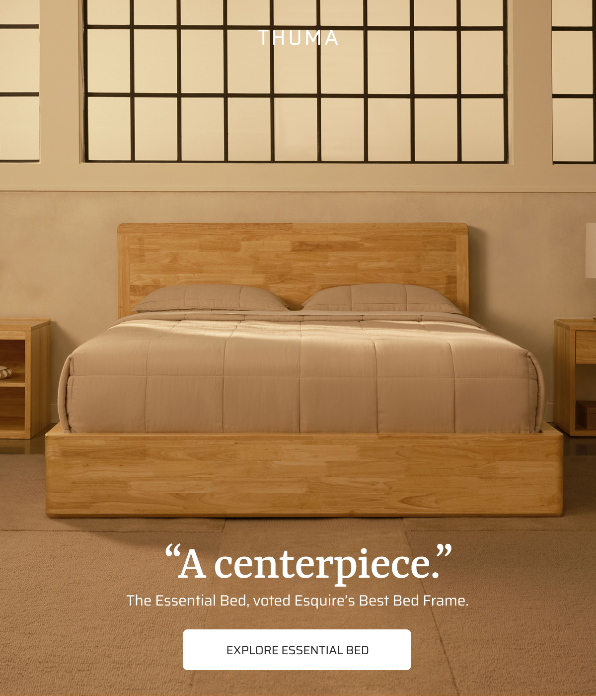 "A centerpiece." Explore Essential Bed