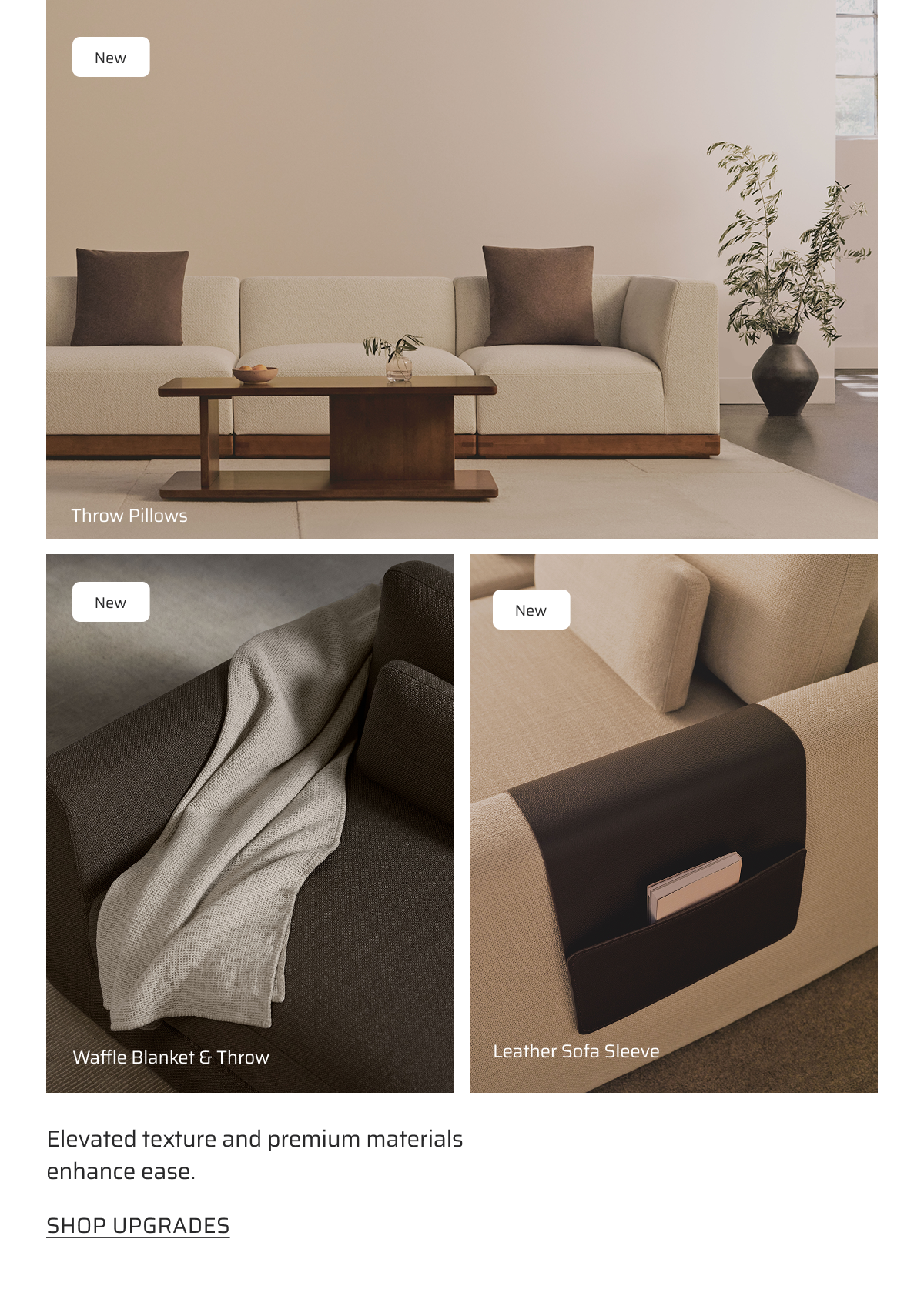 Elevated texture and premium materials enhance ease. Shop upgrades.