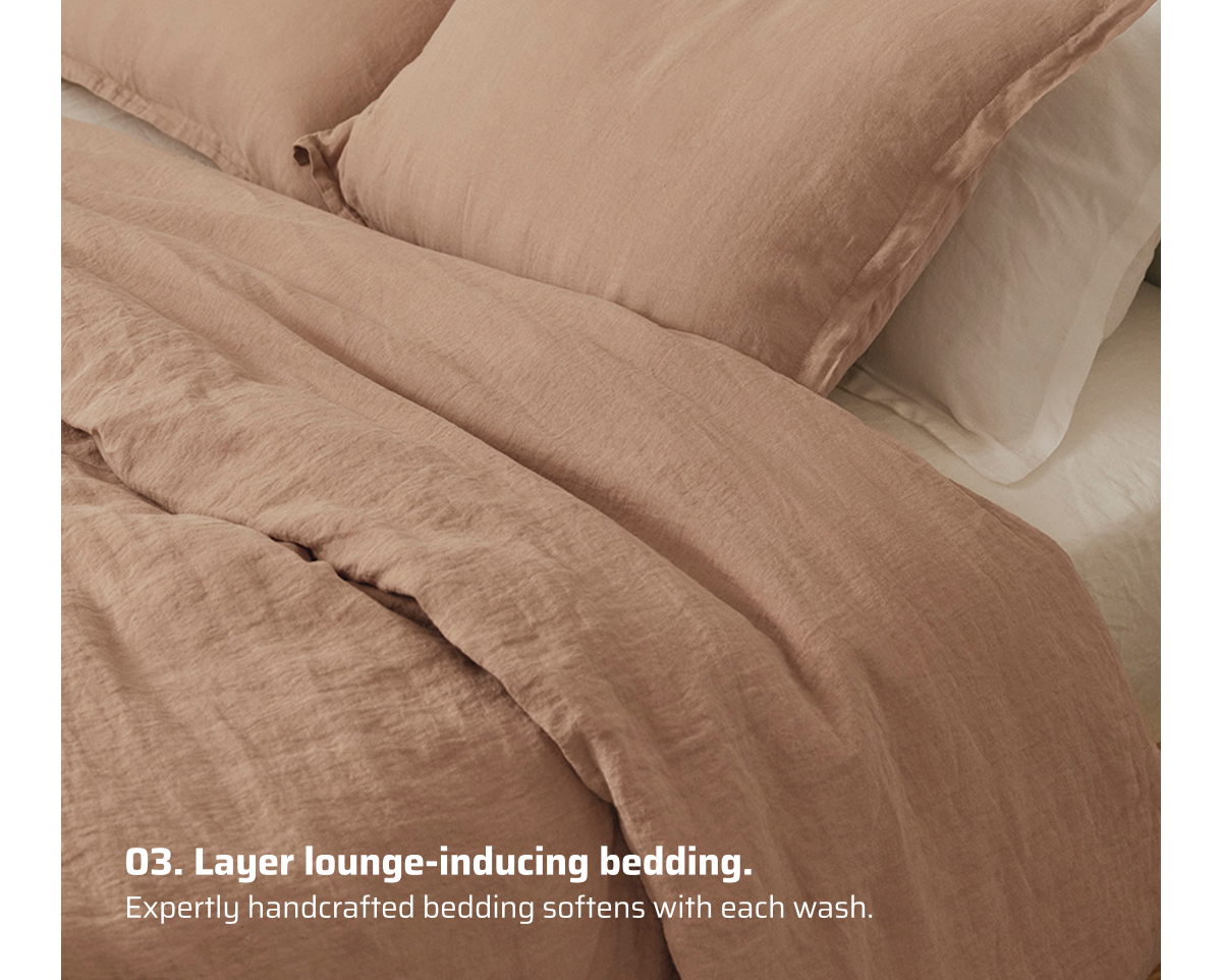 03. Layer lounge-inducing bedding.