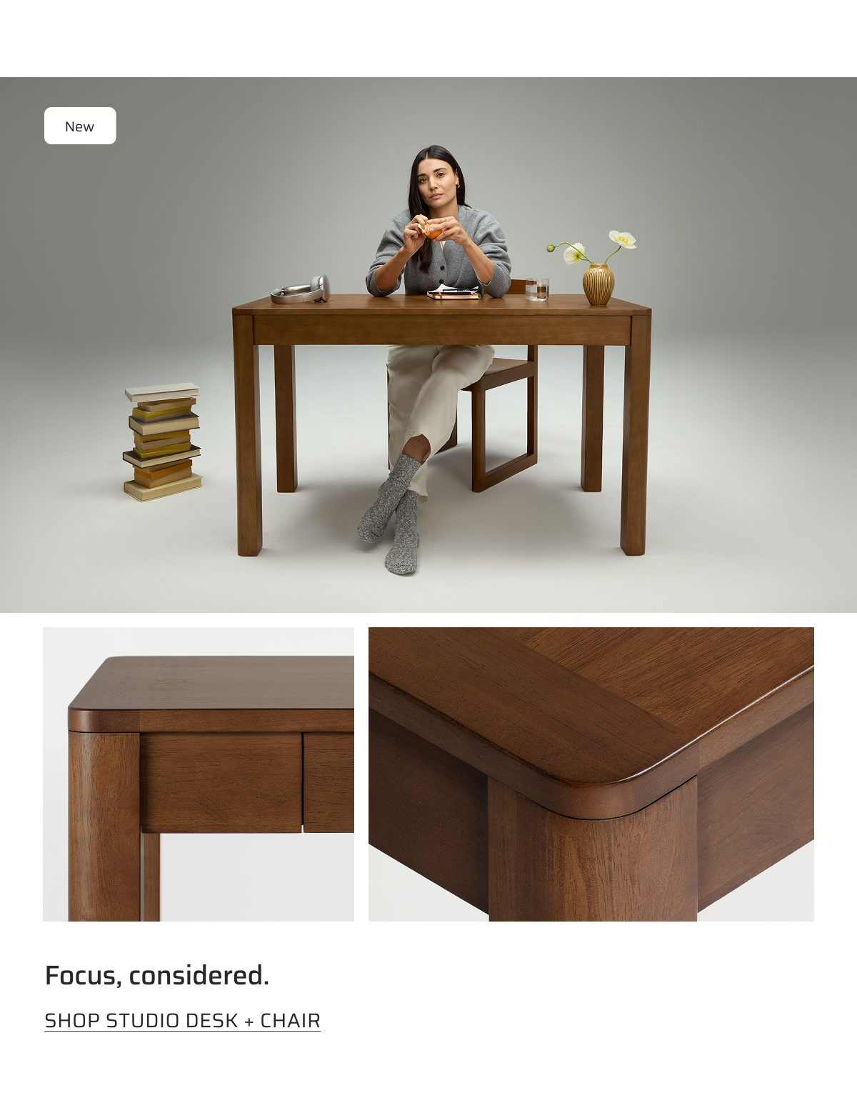 Focus, considered. Shop Studio Desk + Chair