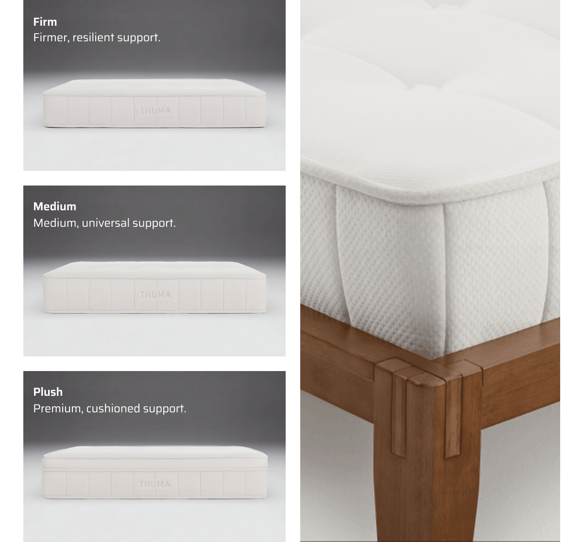 Available in three firmness levels for optimal comfort and support.