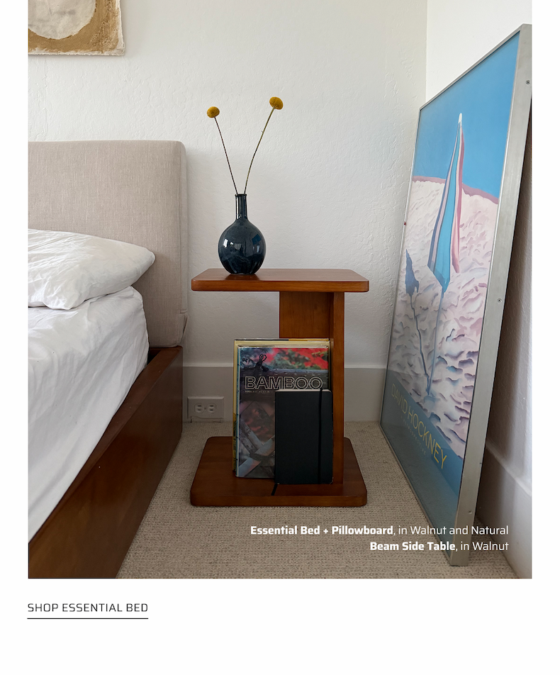 Essential Bed + Pillowboard & Beam Side Table