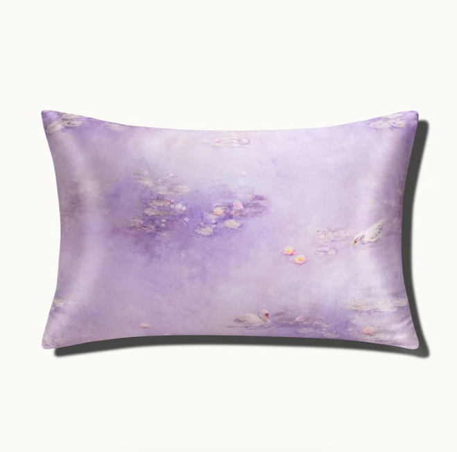 Monet Inspired Premium Silk Pillowcase – Water Lilies Lilac