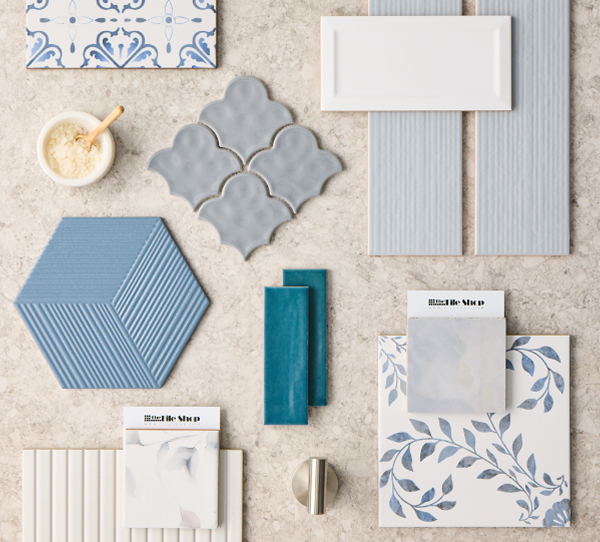 Blue and White Tile Mood Board