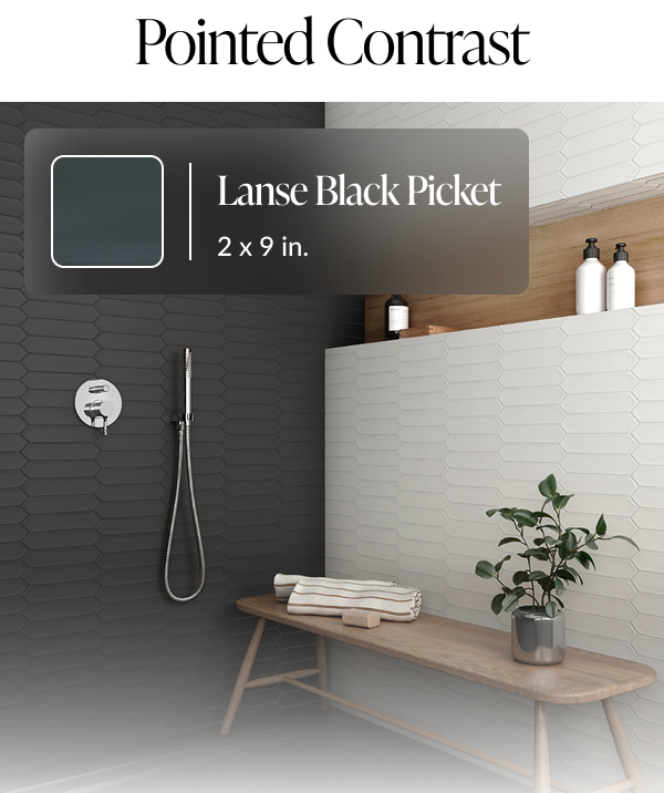 Pointed Contrast - Lanse Black Picket 2 x 9 in.