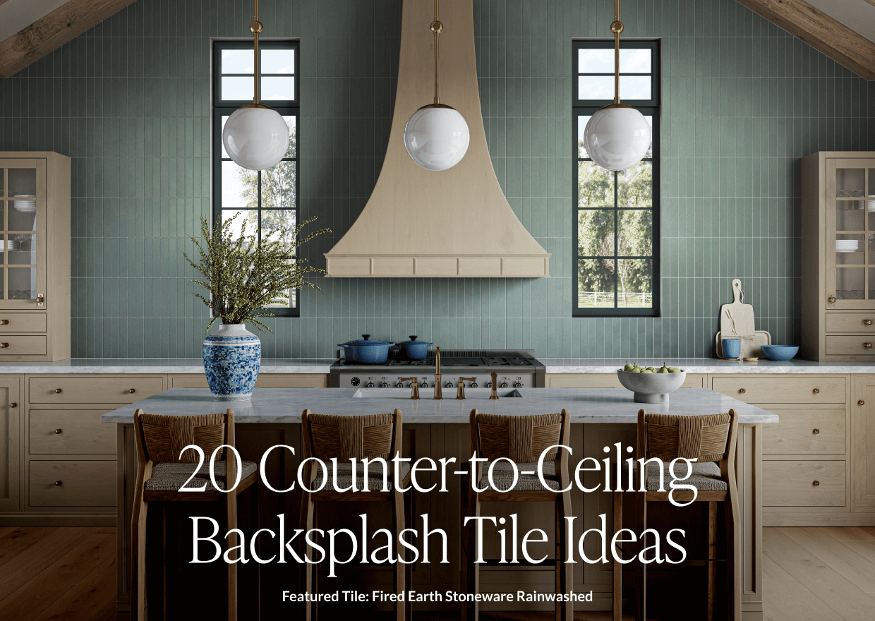 20 Counter-to-Ceiling Backsplash Tile Ideas - Featured Tile: Fired Earth Stoneware Rainwashed