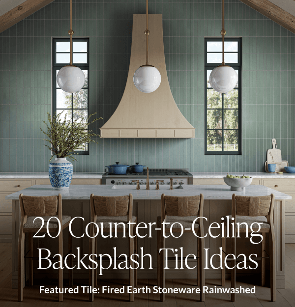 20 Counter-to-Ceiling Backsplash Tile Ideas - Featured Tile: Fired Earth Stoneware Rainwashed