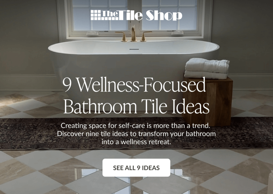 The Tile Shop - 9 Wellness-Focused Bathroom Tile Ideas: Creating space for self-care is more than a trend. Discover nine tile ideas to transform your bathroom into a wellness retreat. See All 9 Ideas