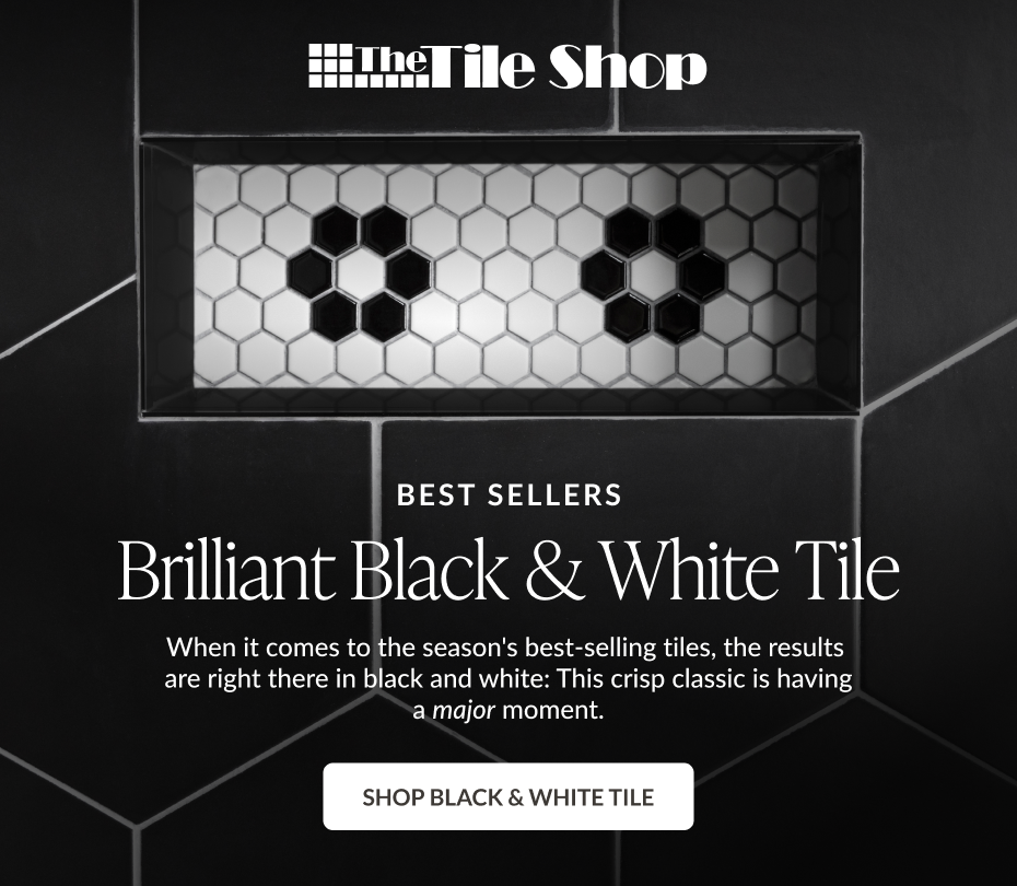 The Tile Shop Best Sellers Brilliant Black & White Tile - When it comes to the season's best-selling tiles, the results are right there in black and white: This crisp classic is having a major moment. Shop Black & White Tile