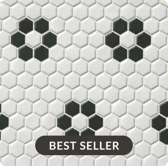 Hex Matte White with Black Flower