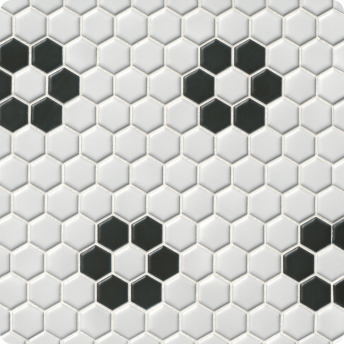 Hex Matte White with Black Flower