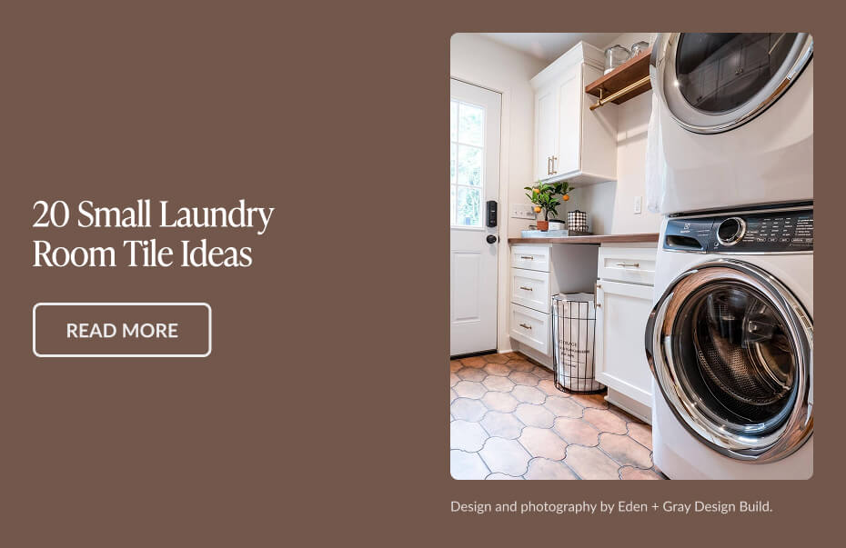 20 Small Laundry Room Tile Ideas - Read More. Design and photography by Eden + Gray Design Build.