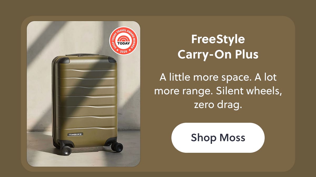 FreeStyle Carry-On Plus | A little more space. A lot more range. Silent wheels, zero drag. Shop Moss