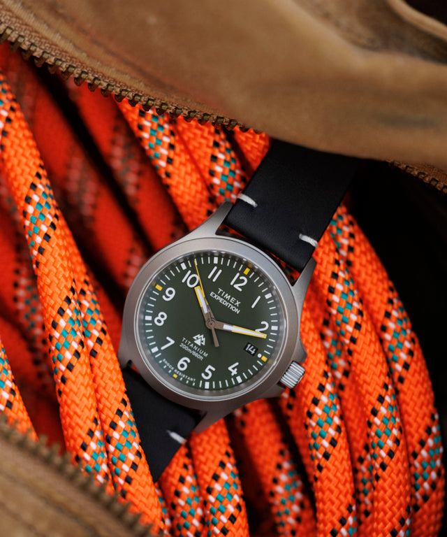 Expedition Titanium 38mm Leather Strap Watch 