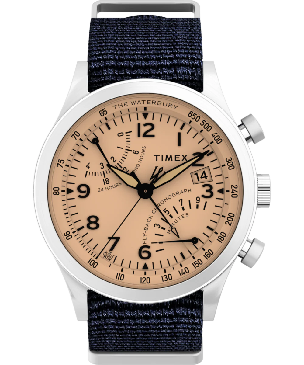 Image of Waterbury Traditional Fly-Back Chronograph 43mm Fabric Strap Watch