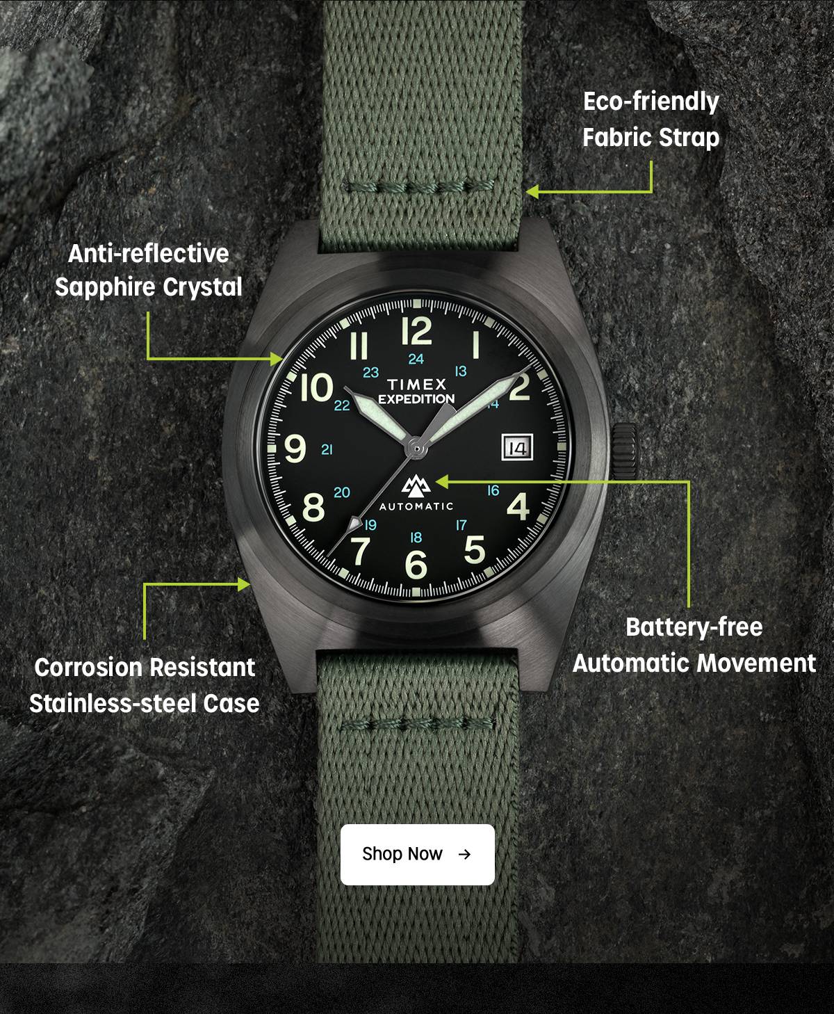 Expedition Capstone Automatic 39mm Eco-Conscious Fabric Strap Watch