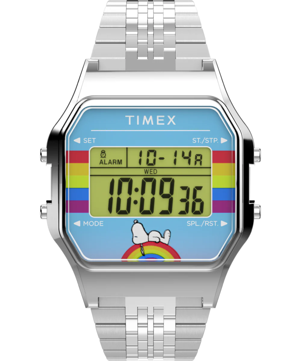 Image of Timex T80 x Peanuts Dream in Color 34mm Stainless Steel Bracelet Watch