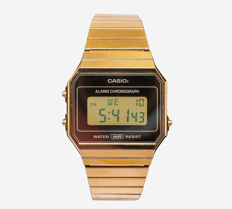 Casio Rewound WR Gold Colored Metal Bracelet Quartz Digital
