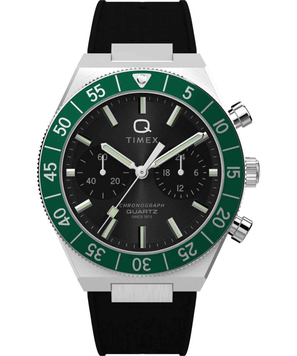Image of Q Timex Continental Chronograph 40mm Synthetic Rubber Strap Watch