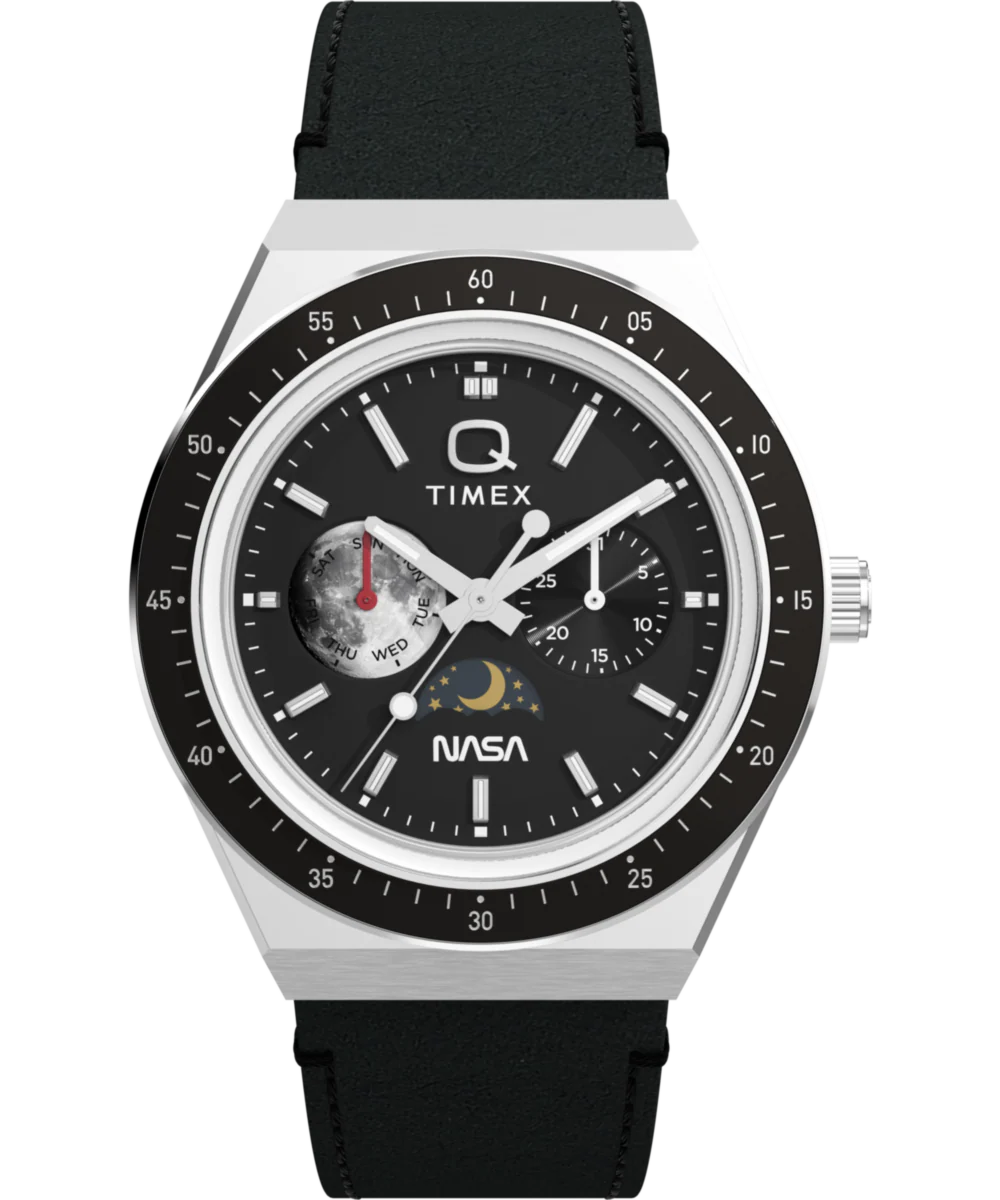Image of Q Timex NASA 40mm Leather Strap Watch
