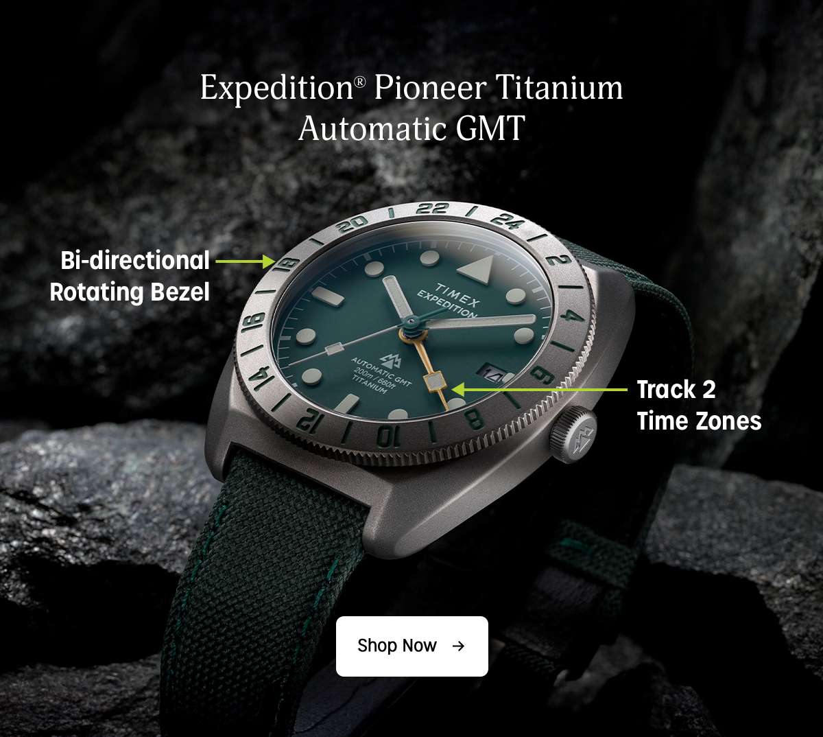 Shop Now (Expedition Pioneer Titanium Automatic GMT) - Timex