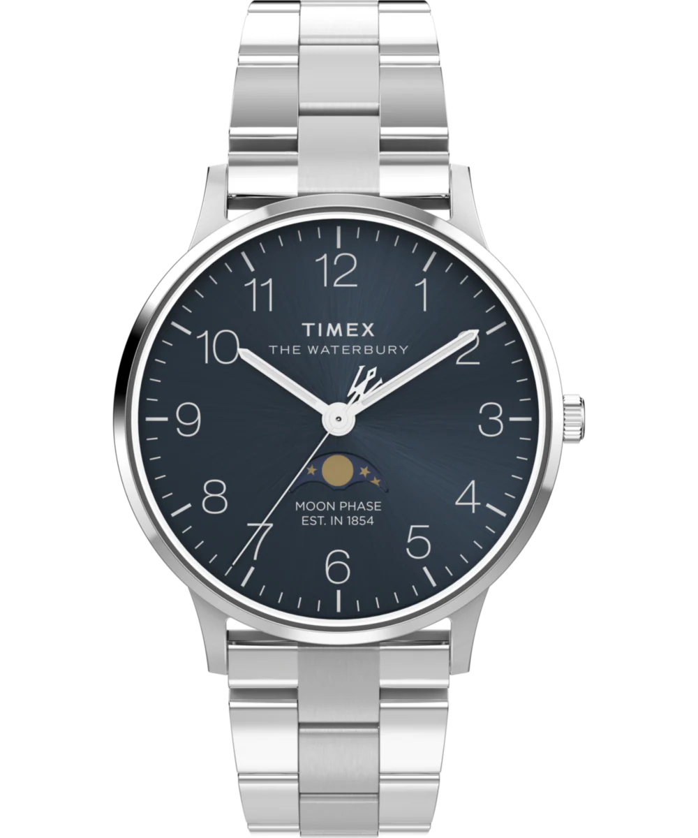 Image of Waterbury Classic Moon Phase 40mm Stainless Steel Bracelet Watch&nbsp;