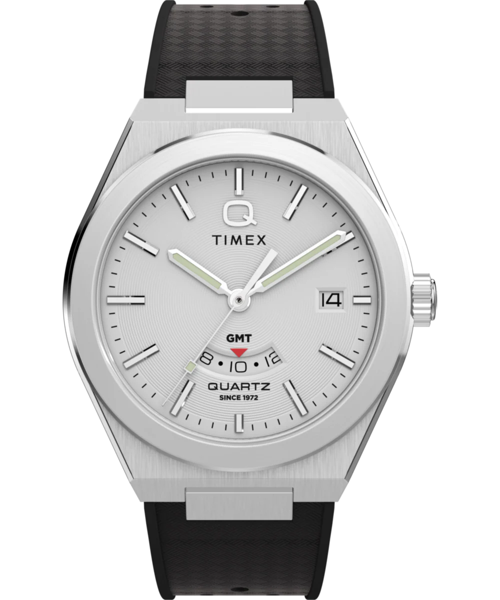 Image of Q Timex® Continental GMT 39mm Synthetic Rubber Strap Watch&nbsp;