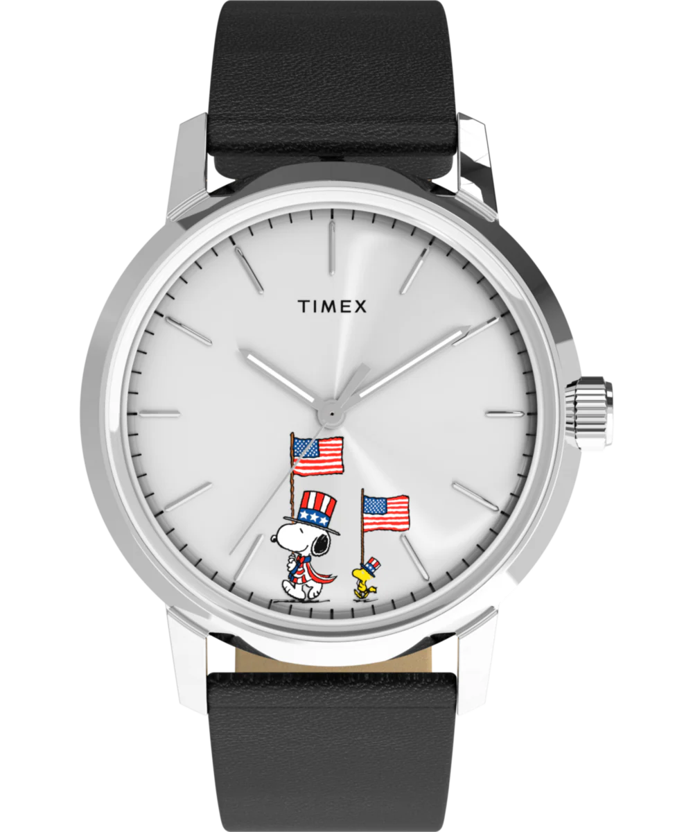 Image of Peanuts® x Timex Marlin® Automatic Americana 40mm Leather Strap Watch