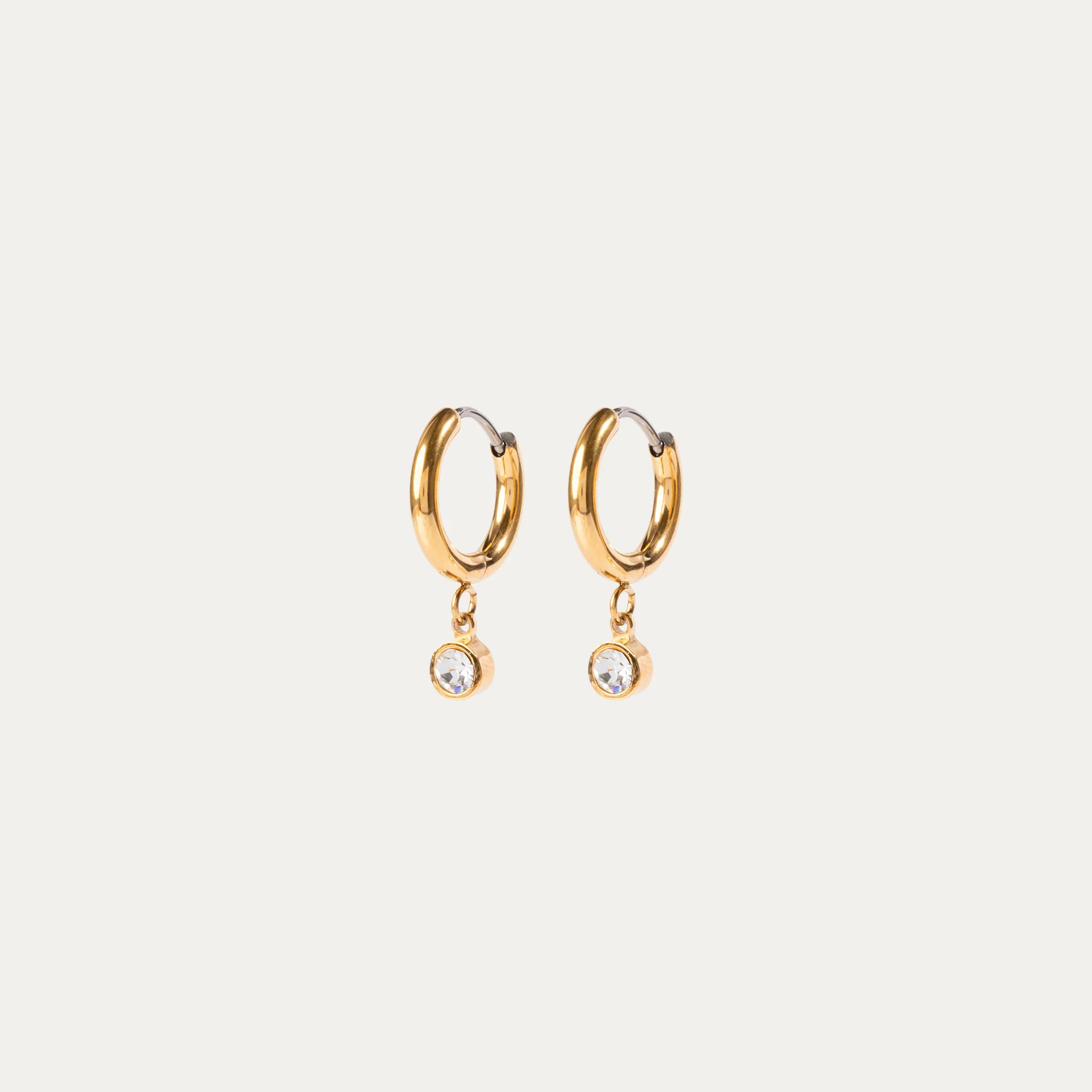 Image of Birthstone Charm Hoop Earrings