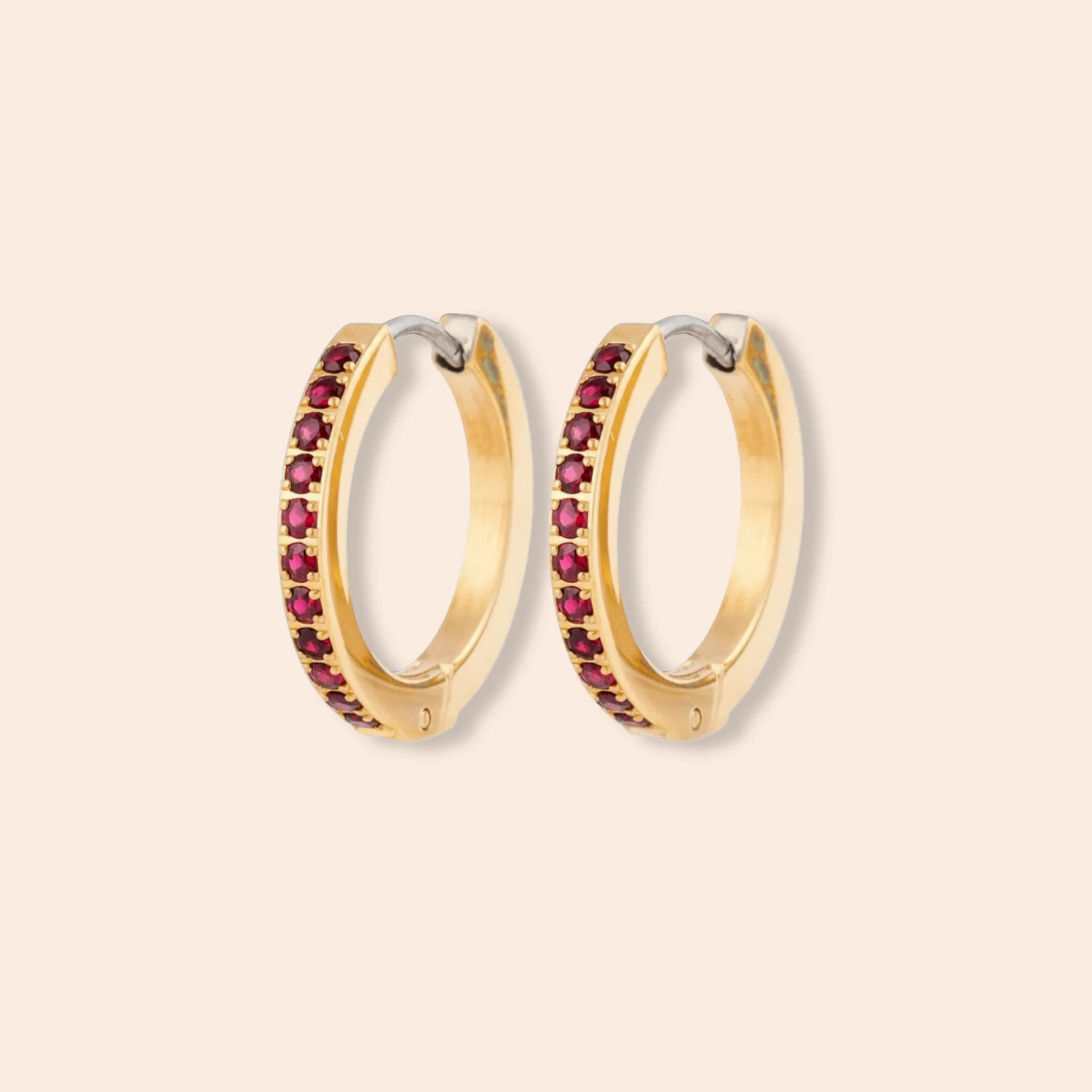 Image of Gemstone Hoop Earrings